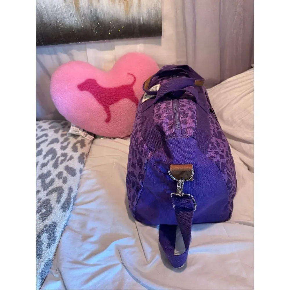 Victorias secret pINK purple leopard canvas vintage y2k duffle bag fashion